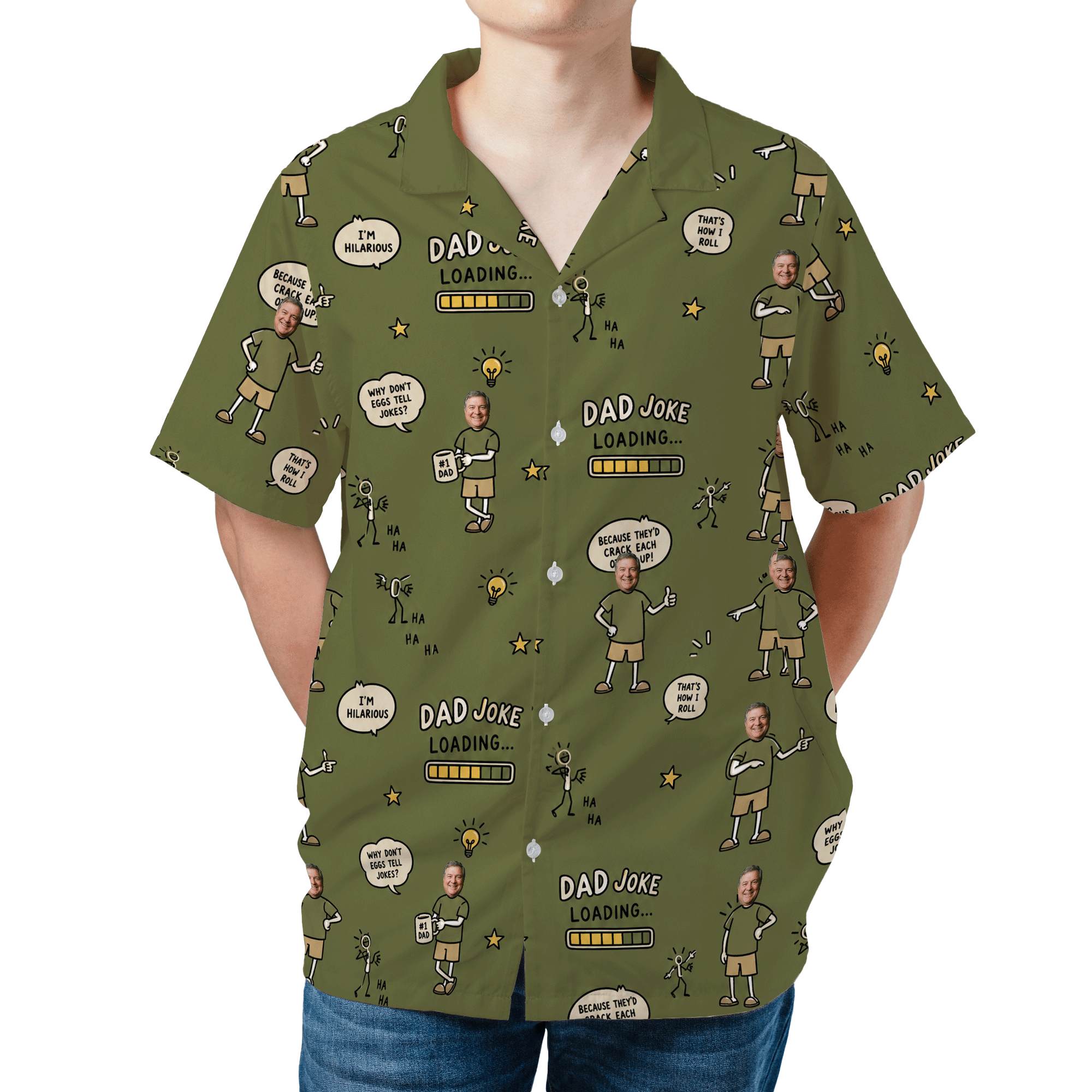 Dad Joke Loading Hawaiian Shirt | Personalized Funny Gift for Dad