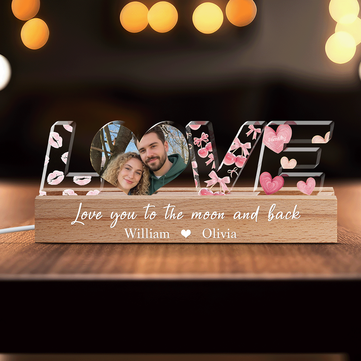 Love You to the Moon and Back – Romantic Night Light Gift for Couples – Personalized Name Night Light