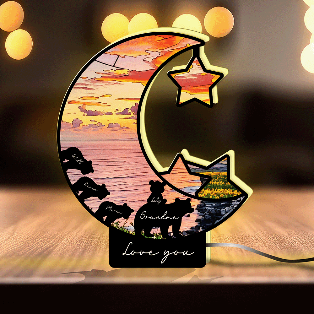Personalized Moon & Stars Night Light – Custom Love Message Keepsake