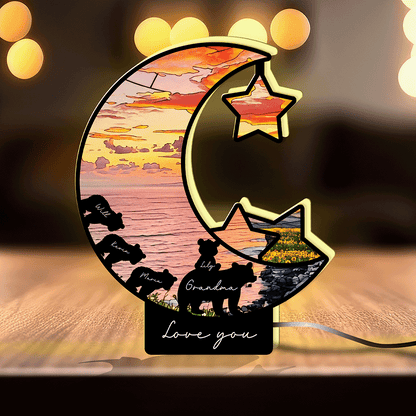 Personalized Moon & Stars Night Light – Custom Love Message Keepsake