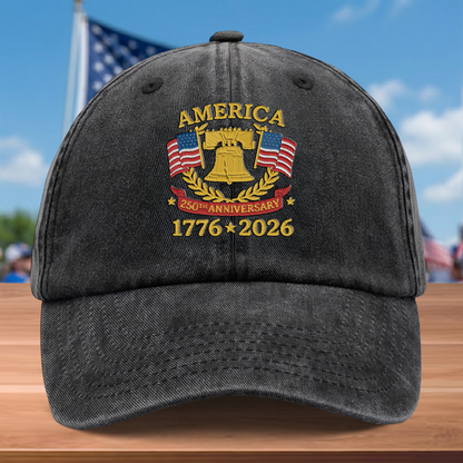 Proud America 1776–2026 – Patriotic Gift for America 250th Anniversary – Personalized Embroidered Baseball Cap