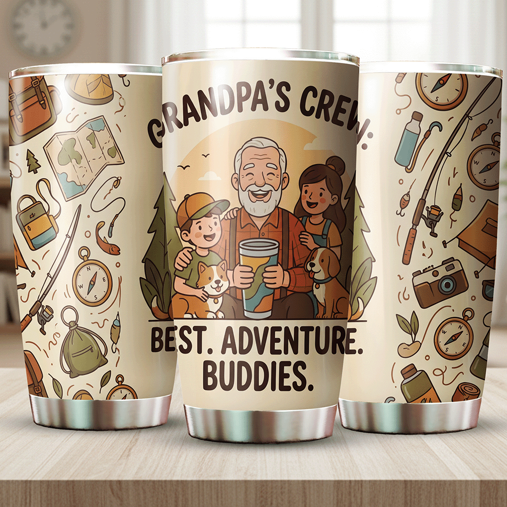 Grandpa's Crew 20oz Tumbler – Stainless Steel Travel Mug Gift for Grandpa