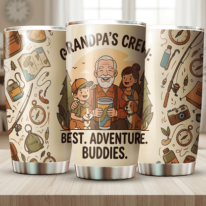 Grandpa's Crew 20oz Tumbler – Stainless Steel Travel Mug Gift for Grandpa
