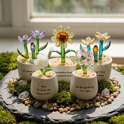 Personalized Daisy Glass Pot - Ocean Floral Planter Gift