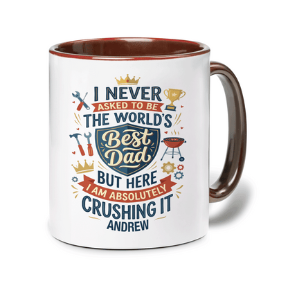 Personalized I Never Asked To Be The World’s Best Dad Accent Mug – Custom Photo Coffee Mug