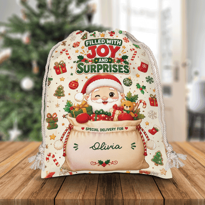 Filled with Joy & Surprises Christmas Sack | Reusable Santa Gift Bag