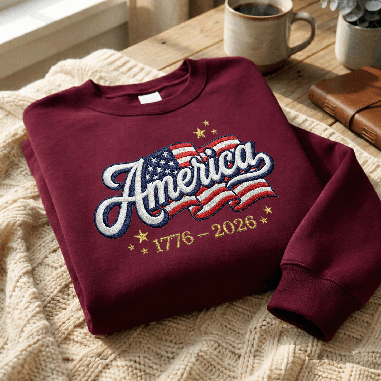 USA 250th Independence Anniversary Embroidered Sweatshirt