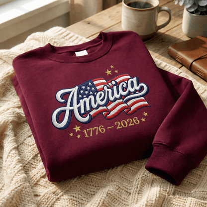 USA 250th Independence Anniversary Embroidered Sweatshirt
