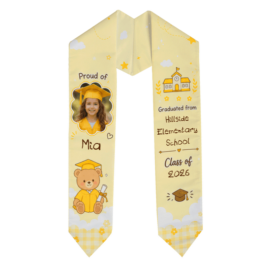 Personalized Proud Of You Yellow Kid Graduation Stole - Name and Photo