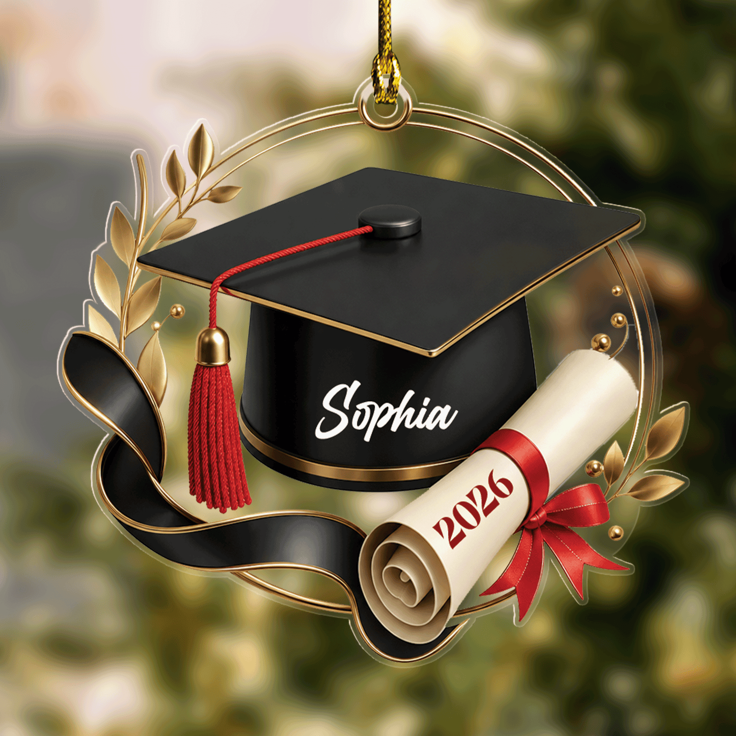 Personalized Graduation Cap Name Acrylic Ornament