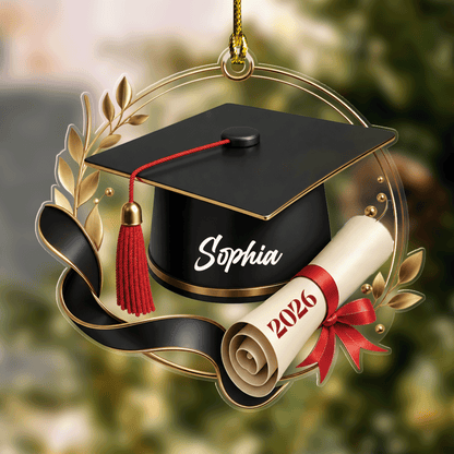 Personalized Graduation Cap Name Acrylic Ornament