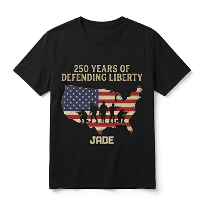 250 Years of Defending Liberty Shirt – Patriotic Military USA Map T-Shirt Personalized Veteran Tribute Tee