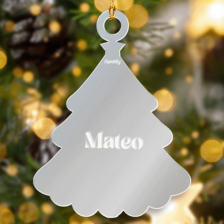 Custom Mirrored Acrylic Pine tree Ornament - Personalized Name Gift