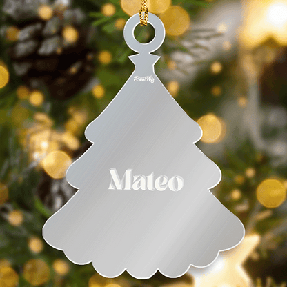 Custom Mirrored Acrylic Pine tree Ornament - Personalized Name Gift