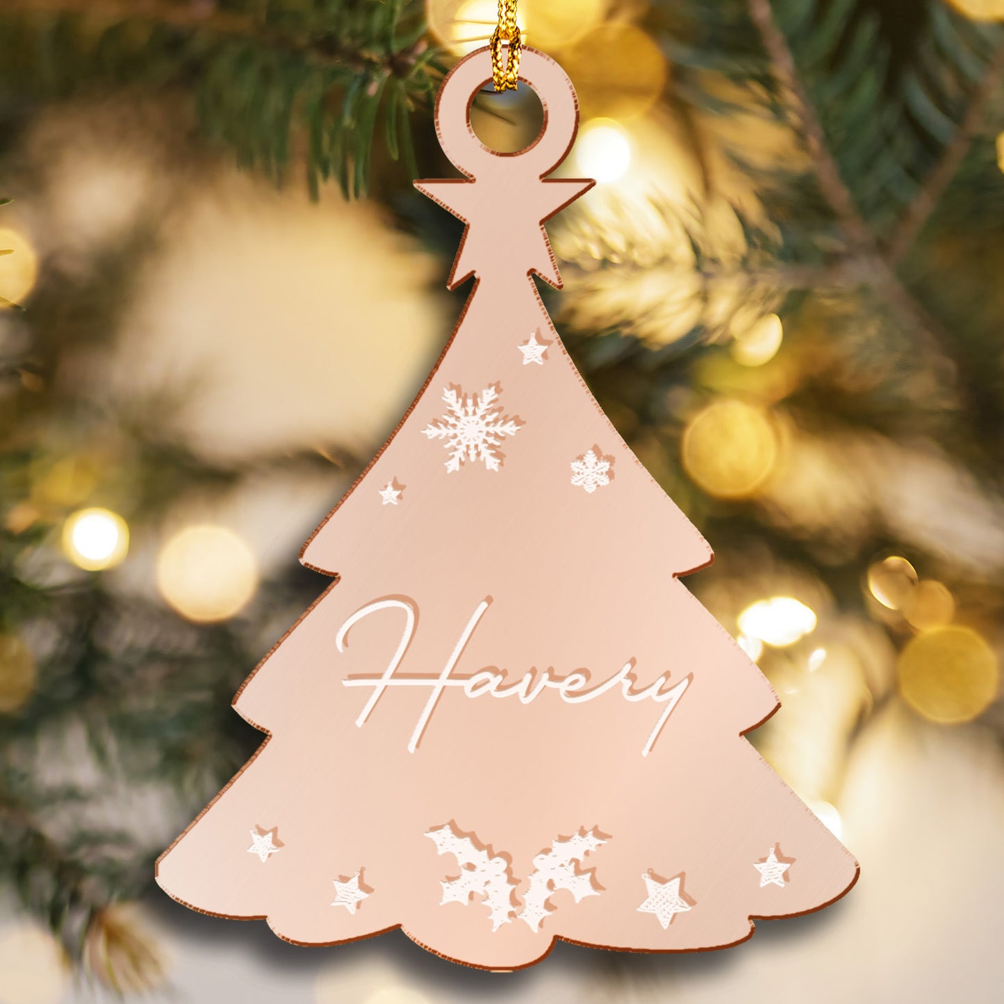 Custom Mirrored Acrylic Tree Ornament - Personalized Name Gift