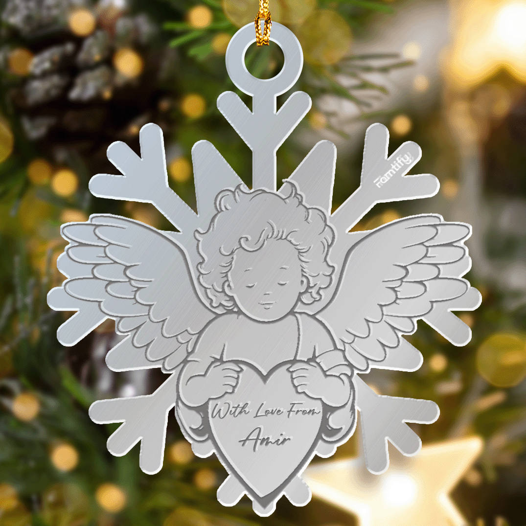Memorial Mirrored Acrylic Angel's Snowflake Christmas Ornament