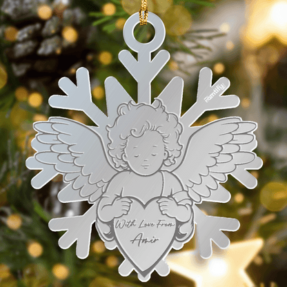 Memorial Mirrored Acrylic Angel's Snowflake Christmas Ornament