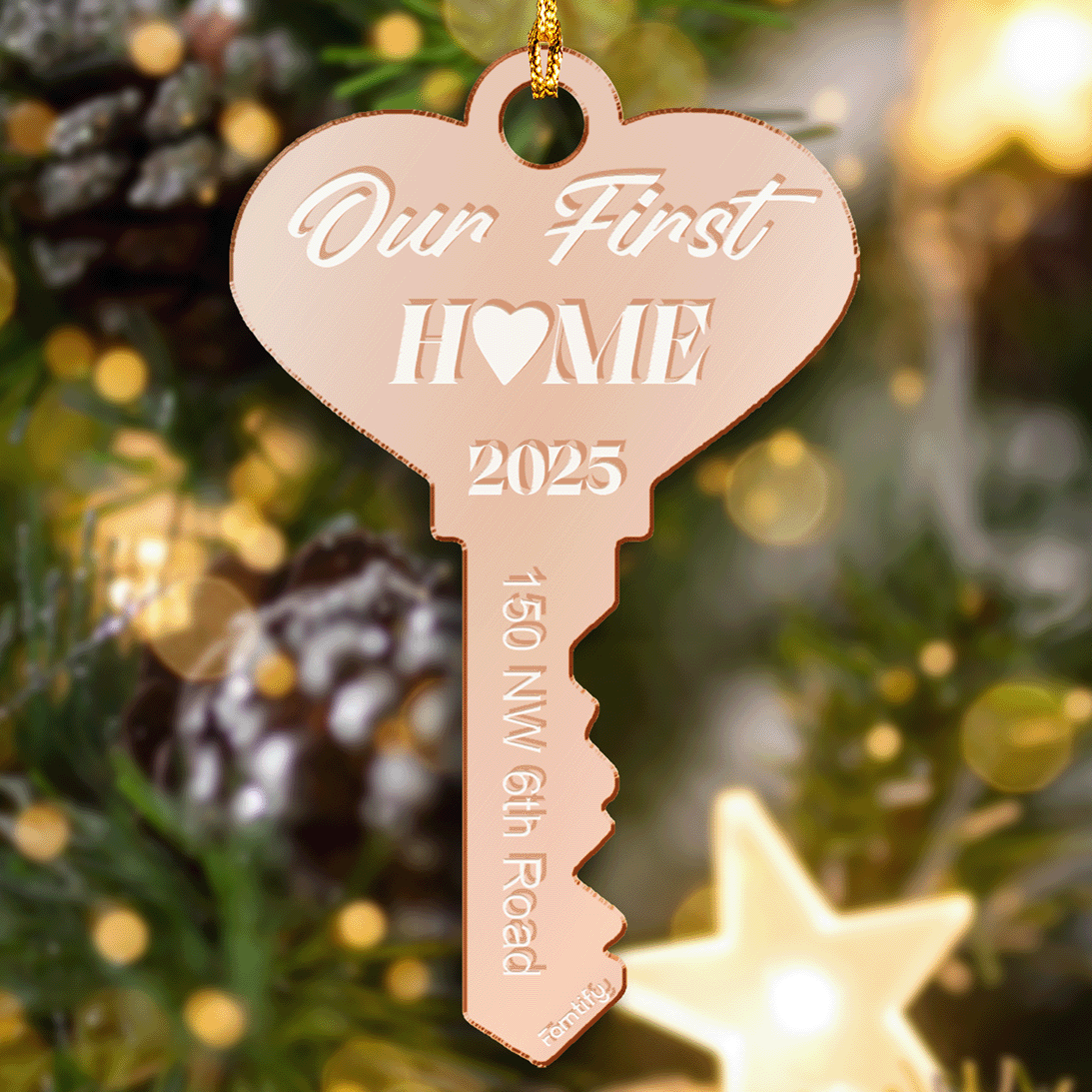 New Homeowner Personalized Mirrored Acrylic Key Shape Ornament