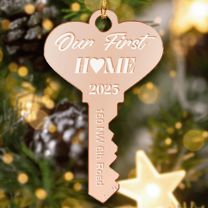 New Homeowner Personalized Mirrored Acrylic Key Shape Ornament