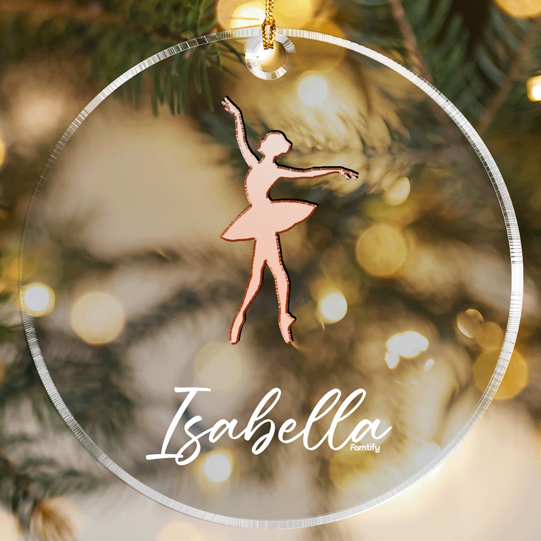 Personalized Ballerina Mirrored Acrylic Ornament - Christmas Gift for Dancer or Baby Girl