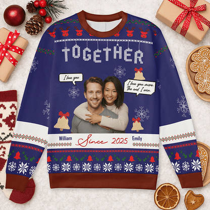 Personalized Couple Christmas Sweater – Custom Name Ugly Holiday Sweater