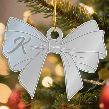 Personalized Mirrored Acrylic Bow With Your Initial Ornament Gift