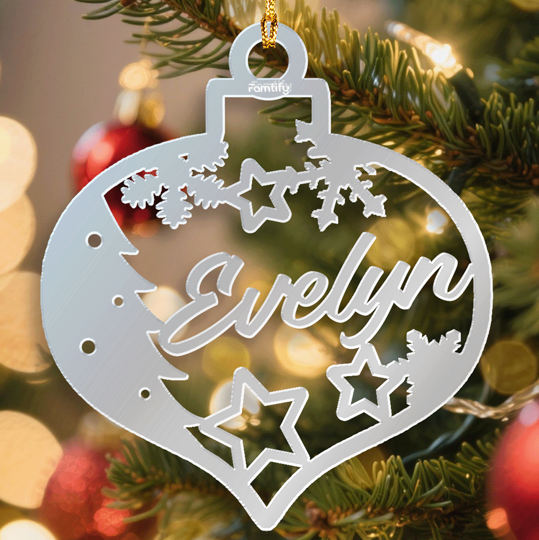 Personalized Mirrored Acrylic Christmas Ornament With Engraved Name