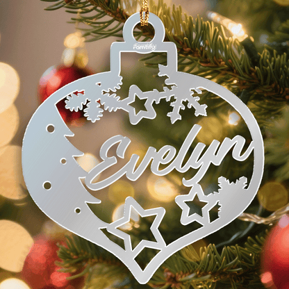 Personalized Mirrored Acrylic Christmas Ornament With Engraved Name