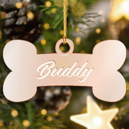 Personalized Mirrored Acrylic Dog Bone Tag Ornament - Custom Pet's Name Gift
