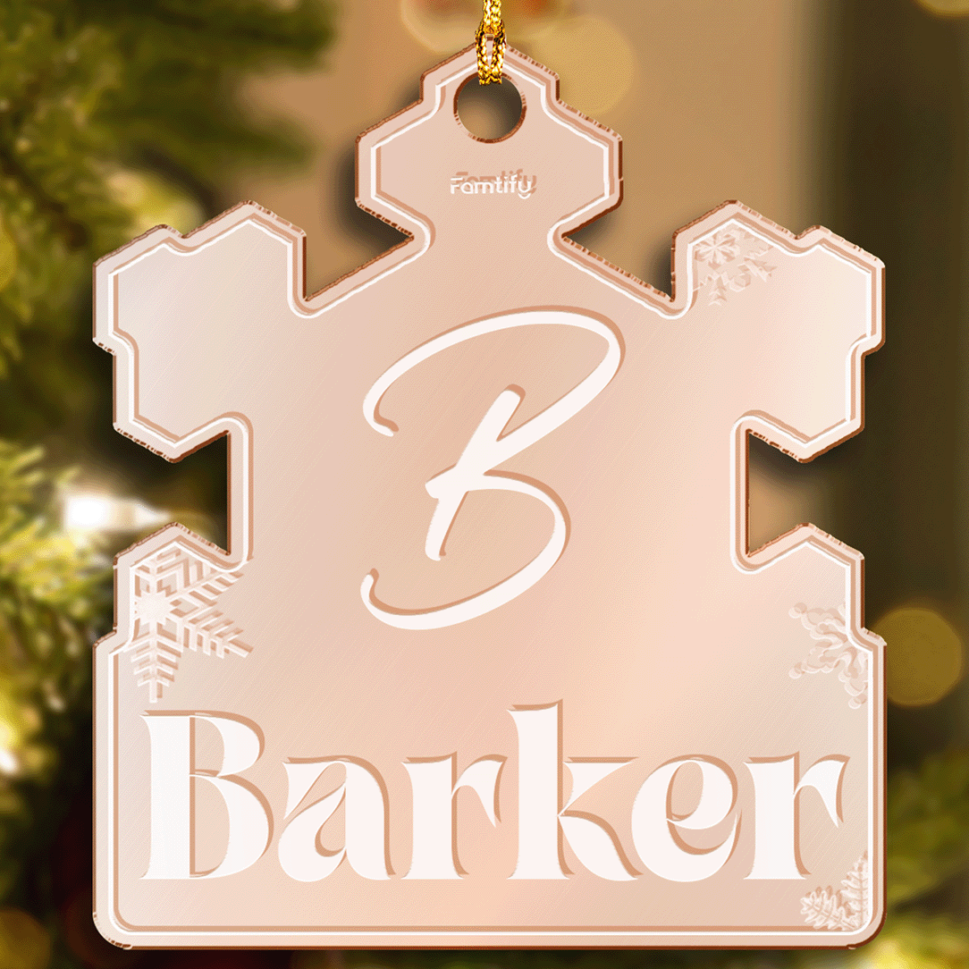 Personalized Mirrored Acrylic Ornament - Initial and Family Name Gift
