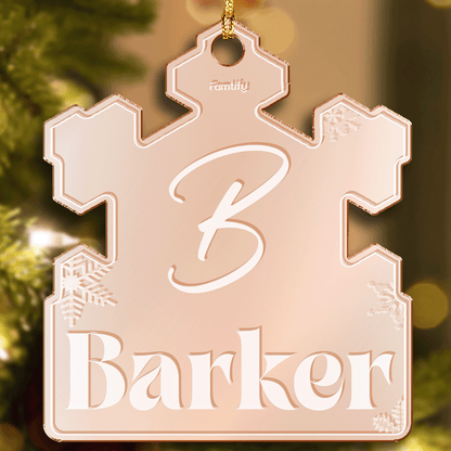 Personalized Mirrored Acrylic Ornament - Initial and Family Name Gift
