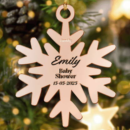 Personalized Mirrored Acrylic Snowflake Ornament - Christmas Baby Shower Gift