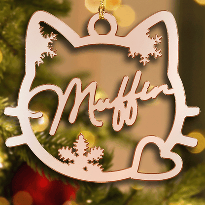 Personalized Pet's Name Mirrored Acrylic Cat For Lover Ornament