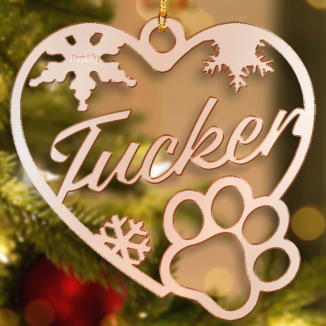 Personalized Pet's Name Mirrored Acrylic For Paw Lover Ornament
