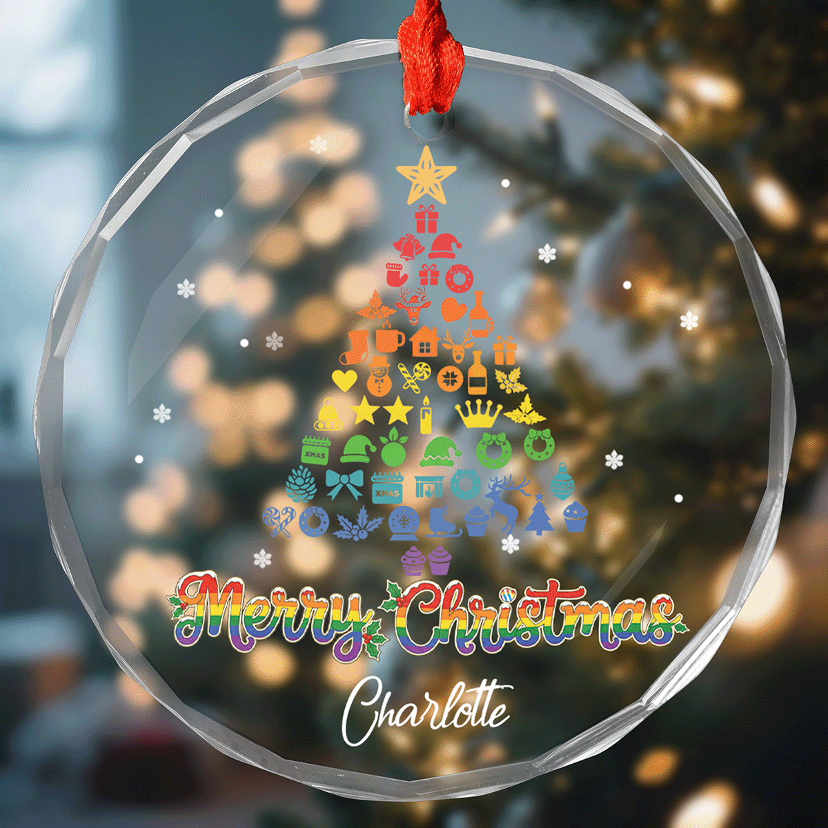 Personalized Pride Christmas Tree Glass Ornament
