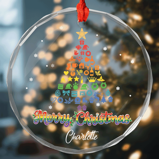 Personalized Pride Christmas Tree Glass Ornament