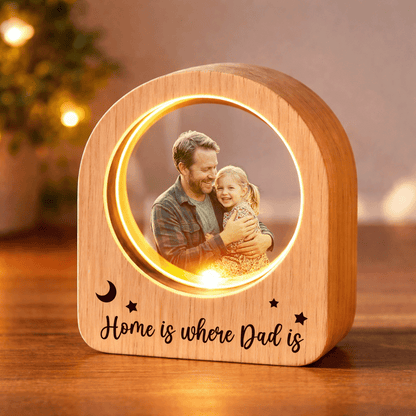 Personalized Round Night Light – “Home Is Where Dad Is” Custom Gift