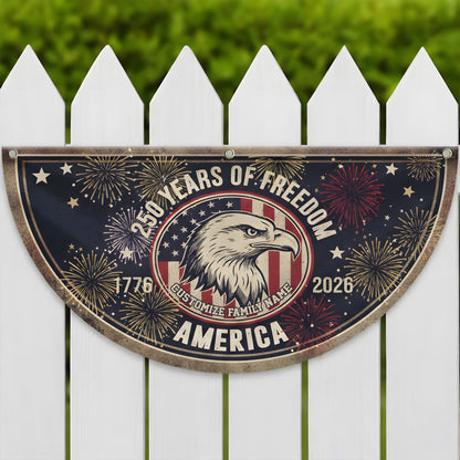 USA 250 Years Of Freedom Custom Family Name Non-Pleated Fan Flag