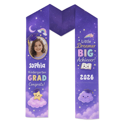 Personalized Little Dreamer Big Achiever Kid Graduation Stole – Custom Name