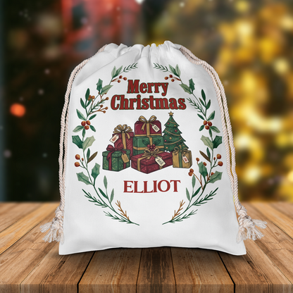 Personalized Merry Christmas Gift Box Christmas Sack with Custom Name