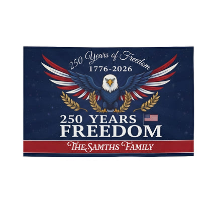 Personalized Family Name America 250 Years of Freedom Banner House Flag
