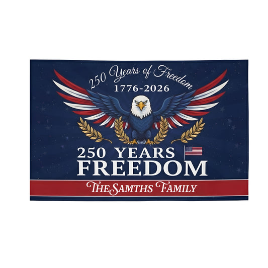 Personalized Family Name America 250 Years of Freedom Banner House Flag