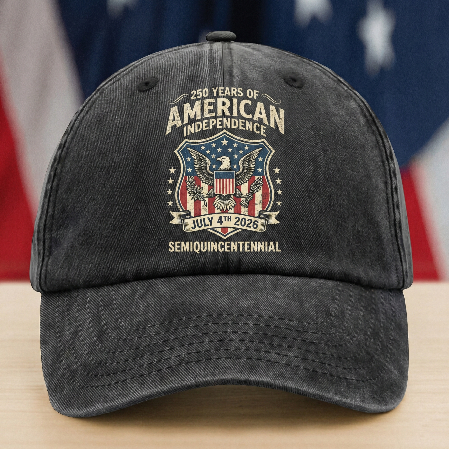 July 4th, 2026 – 250th Anniversary Independence Day Gift for Americans – Personalized Washed Denim Baseball Cap
