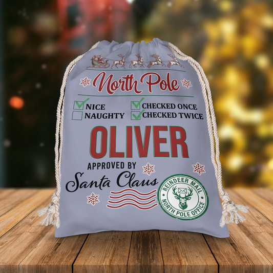Personalized Reindeer Mail Christmas Sack with Custom Name