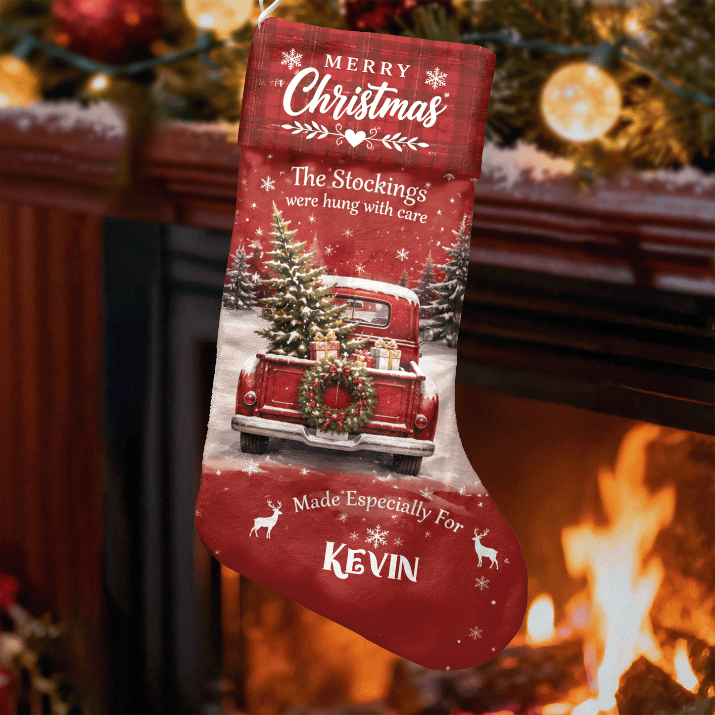 Personalized The Stockings Were Hung with Care Christmas Stocking with Custom Name