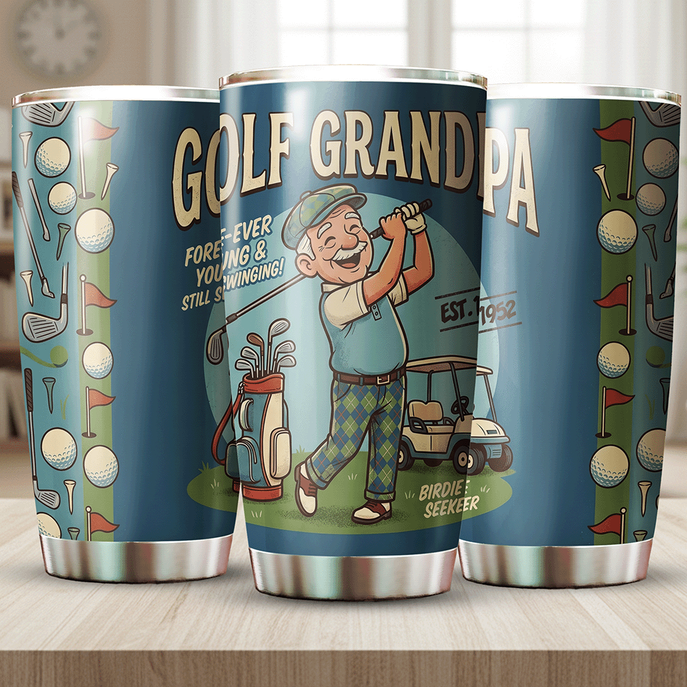 Golf Grandpa 20oz Tumbler – Stainless Steel Travel Mug Gift for Golf Lovers