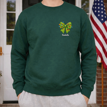 Personalized Christmas Bow Embroidered Sweatshirt, Custom Name Holiday Crewneck, Cute Christmas Sweatshirt Gift for Women, Kids & Family