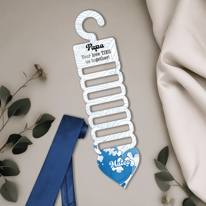 Personalized Tie Hanger for Papa – “Your Love Ties Us Together” Gift