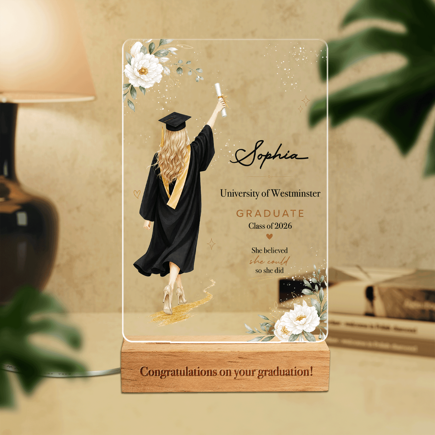 Personalized Graduation Name Night Light – Congratulations On Your Graduation Gift