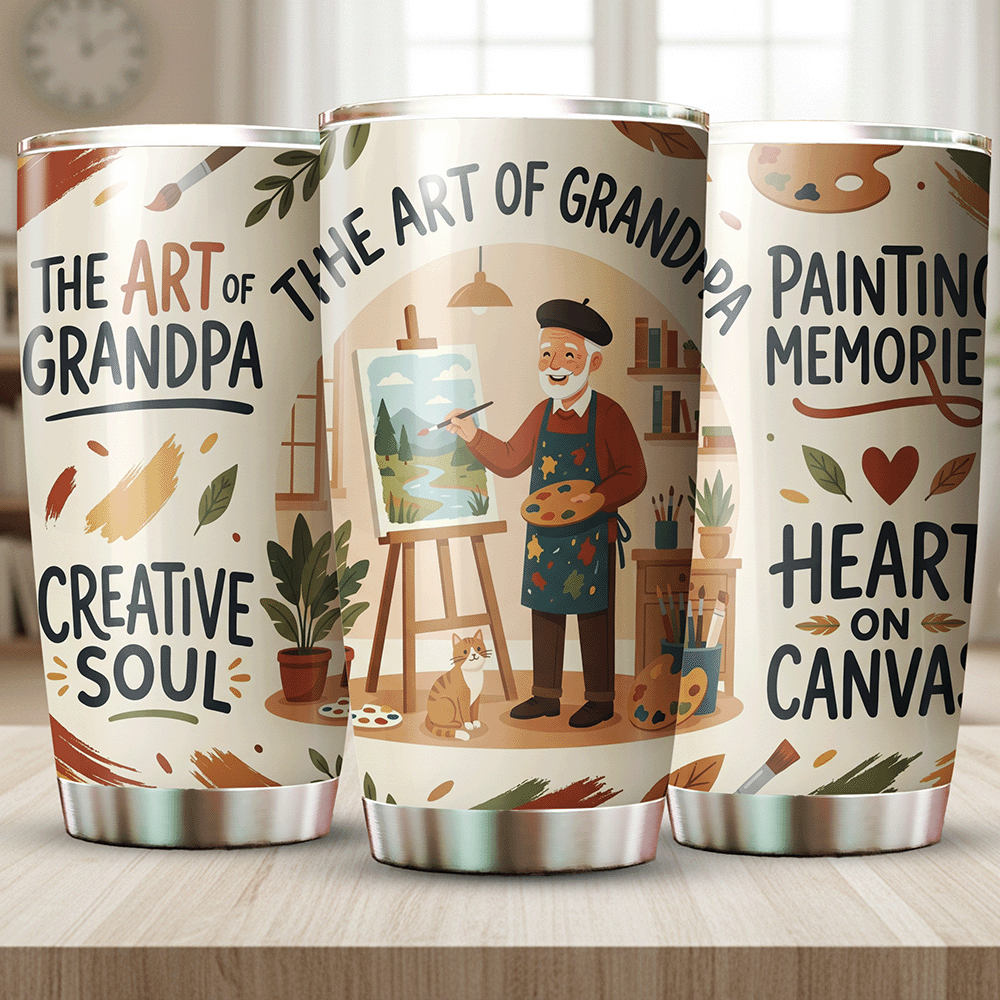 The Art of Grandpa 20oz Tumbler – Stainless Steel Travel Mug Gift for Grandpa